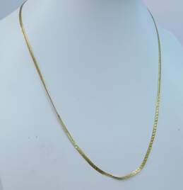 14K Yellow Gold Etched Herringbone Chain Necklace 3.8g