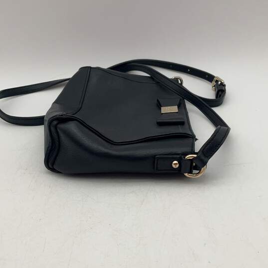 Womens Black Leather Terrace Ginnie Adjustable Strap Bow Zipper Crossbody Purse image number 3