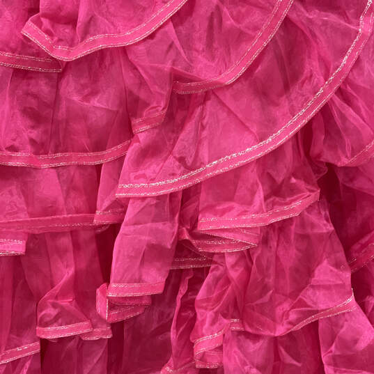 Women Pink Strapless Beaded Jeweled Back Zip Sleeveless Maxi Dress Size 12 image number 4