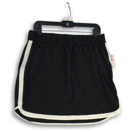 NWT Womens Black Elastic Waist Zipper Pocket Pull-On Athletic Skort Size M