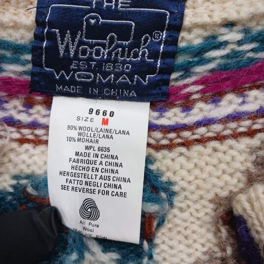Woolrich Women's #9660 Cream Multicolor Fair Isle 100% Wool Cardigan Size M image number 5