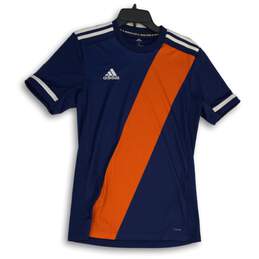 adidas Mens Navy Orange Round Neck Short Sleeve Pullover T-Shirt Size S