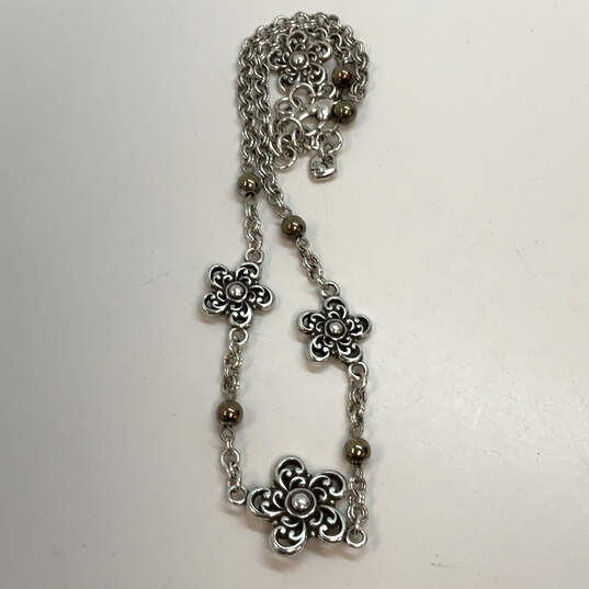 Designer Brighton Silver-Tone Flower Beads Adjustable Chain Necklace image number 2