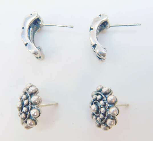 JRI Mexico & Artisan 925 Woven Granulated & Scrolled Dangles Post Earrings & Bar Brooch 21.7g image number 4