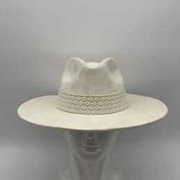 Womens White Gold Shimmer Band Wide Brim Outdoor Fedora Hat One Size