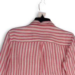 Womens Pink White Striped Long Sleeve Tie Front Button-Up Shirt Size 8