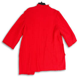 NWT Womens Red Long Sleeve Cut Out Pocket Open Front Cardigan Sweater Sz 3 alternative image