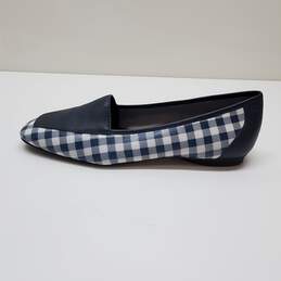 Donald J Pleiner Deedee Navy Gingham Flats Loafers Sz 9 alternative image