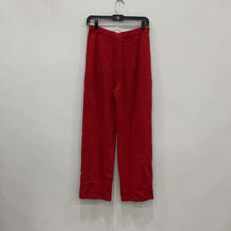 Womens Red Pleated Front Pockets Pull-On Straight Leg Dress Pants Size 6 alternative image