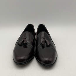 Mens Brown Purple Leather Tassel Slip On Loafer Dress Shoes Size 10.5 D