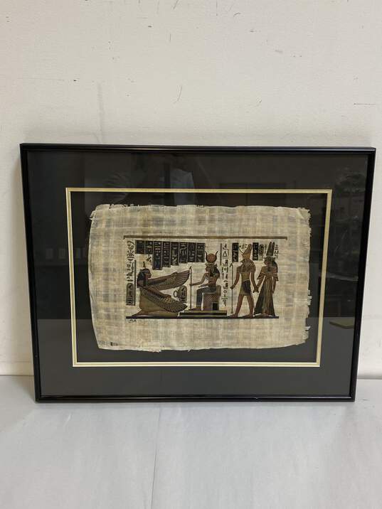Egyptian Painting on Papyrus Paper mounted in Frame image number 1