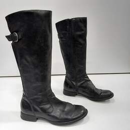 Born Leather Black Tall Side Zip Boots Size 9