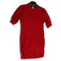 NWT Womens Red Short Sleeve Collared Knee Length Sheath Dress Size X-Large image number 2