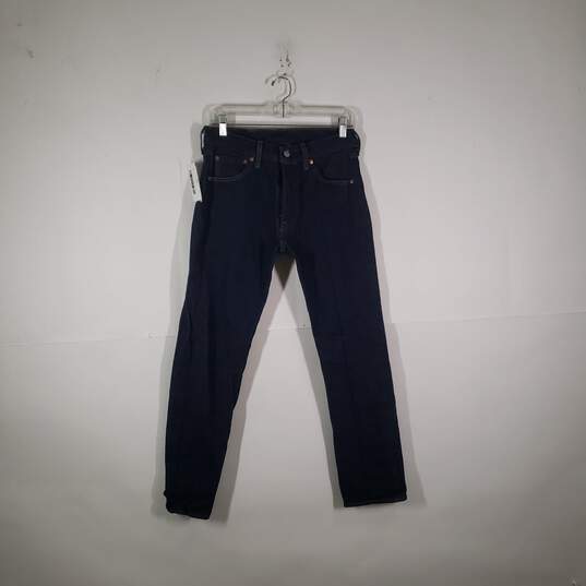 Mens 501 Regular Fit Dark Wash Denim 5 Pockets Straight Leg Jeans Sz 30X32 image number 2
