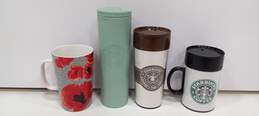 Bundle of 4 Assorted Starbucks Cups In Various Shapes & Sizes 3 w/ Lids