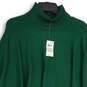 NWT Womens Green Knitted Long Sleeve Turtleneck Poncho Sweater Size XL image number 3