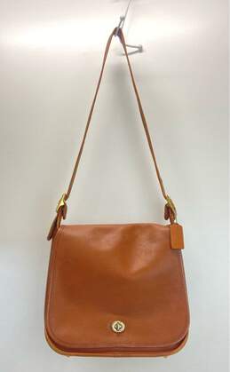 Vintage COACH 9525 Stewardess British Tan Leather Shoulder Bag