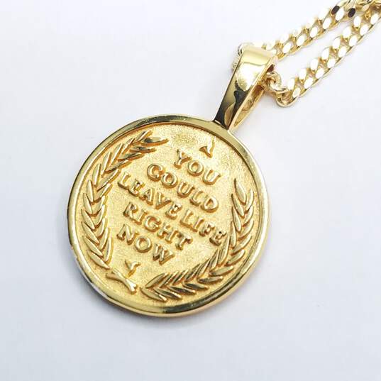 Sterling Silver Gold - Tone Cuban Link ( Memento Mori ) Pendant Necklace 22in 11.8g image number 2