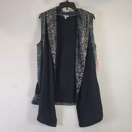 Juicy Couture Women Grey Sequin Sleeveless Cardigan L NWT
