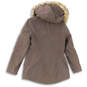 Womens Brown Long Sleeve Hooded Full-Zip Parka Jacket Size Medium image number 2