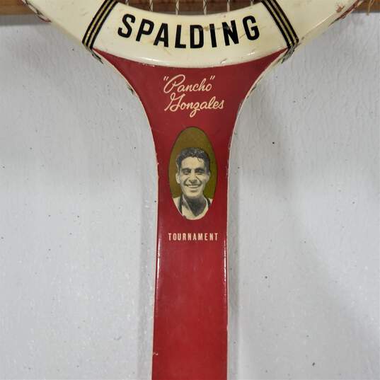 Vintage Spalding Pancho Gonzales Tournament Wood Tennis Racquet W/ Guard image number 4