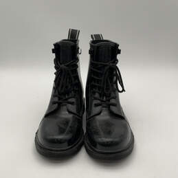 Womens Black Tavie Lug Sole Round Toe Lace-Up Ankle Rain Boots Size 11