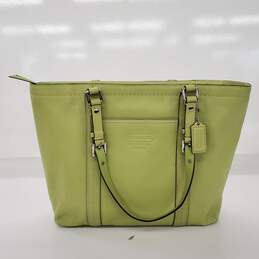 Coach East West Gallery Green Leather Tote Bag