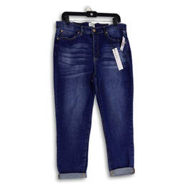 NWT Womens Blue Denim Medium Wash High Rise Skinny Leg Jeans Size 14