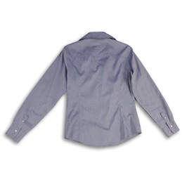 Womens Blue Spread Collar Long Sleeve Button-Up Shirt Size 6 alternative image