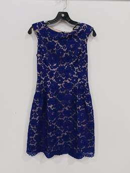 Vince Camuto Women's Blue Sleeveless Floral Lace Dress Size 2