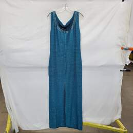 St. John Cerulean Multi Embellished Knit Long Evening Dress WM Size 14 NWT alternative image