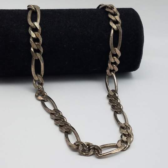 Sterling Silver Figaro Chain Link 22" Necklace 73.5g image number 3