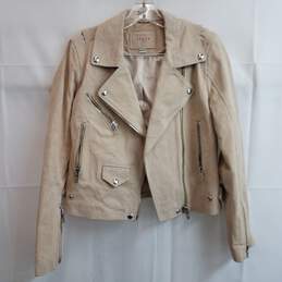 Blank NYC beige genuine leather jacket with silver hardware S