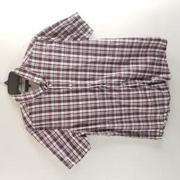 Ted Baker Men Purple Plaid Button Up Short Sleeve Size 4 S