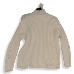 NWT Calvin Klein Womens White Open Knit Mock Neck Long Sleeve Sweater Size S alternative image