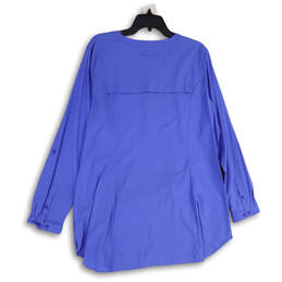 NWT Womens Blue Henley Neck Pleated Long Sleeve Tunic Blouse Top Size XXL alternative image