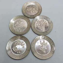 Franklin Mint Alphabet Sterling Silver Miniature Plates Q, R, S, T, U 52.9g alternative image