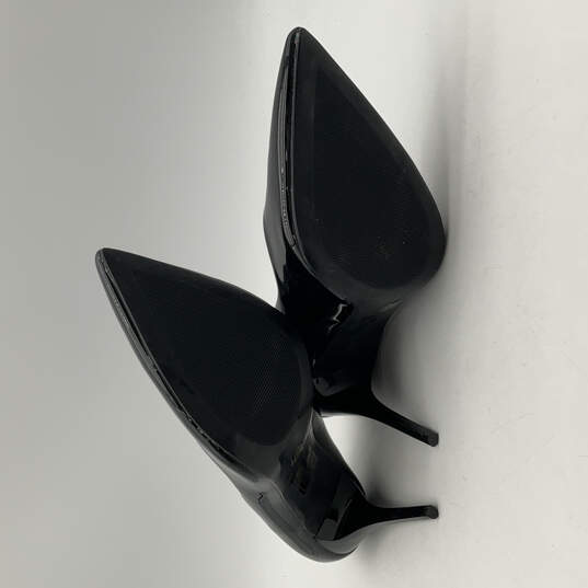 Womens Black Patent Leather Pointed Toe Slip-On Stiletto Pump Heels Size 10 image number 6
