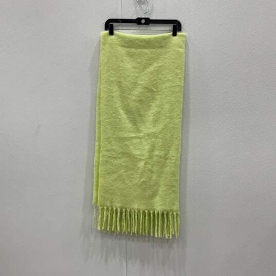 NWT Madewell Womens Neon Green Fringe Rectangle Neck Scarf One Size image number 2