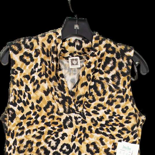 NWT Womens Brown Black Cheetah Print Sleeveless V Neck Blouse Top Size M image number 3