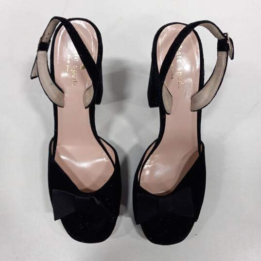 Kate Spade NY Briana Black Velvet Feel Sparkle Platform Block Heels Size 9M image number 3
