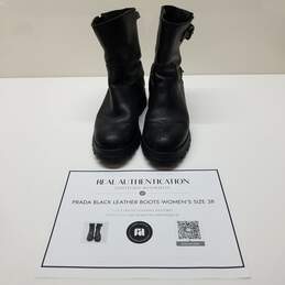 AUTHENTICATED Prada Black Leather Boots Womens Size 38