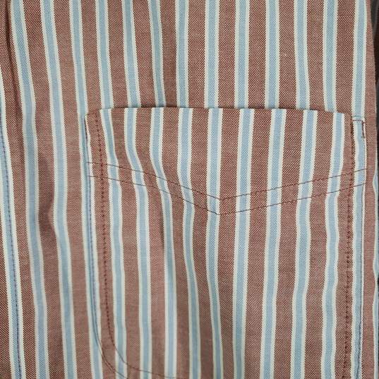 Mens Cotton Striped Regular Fit Short Sleeve Chest Pocket Button-Up Shirt Sz L image number 3
