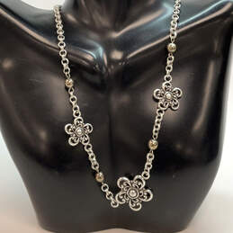 Designer Brighton Silver-Tone Flower Beads Adjustable Chain Necklace
