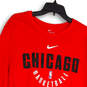 Mens Red NBA Chicago Bulls Crew Neck Pullover Basketball T-Shirt Size XL image number 3