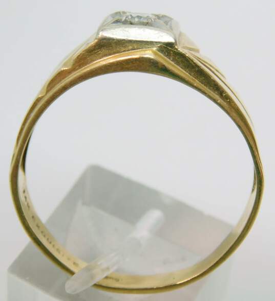 Men's Vintage 14K Yellow Gold 0.17 CT Round Diamond Ring 4.7g image number 2