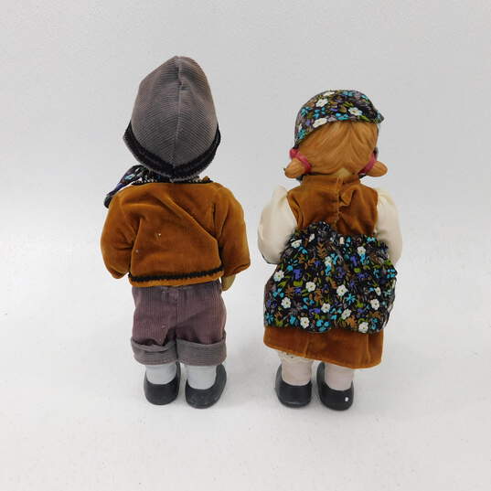 Vintage Handpainted Bisque Porcelain Alpine Boy And Girl Doll IOB image number 3