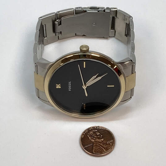 Designer Fossil Minimalist FS-5458 Two-Tone Black Dial Analog Wristwatch image number 2