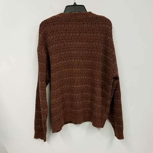 Mens Brown Cotton Blend Long Sleeve Crew Neck Pullover Sweater Size XXL image number 2