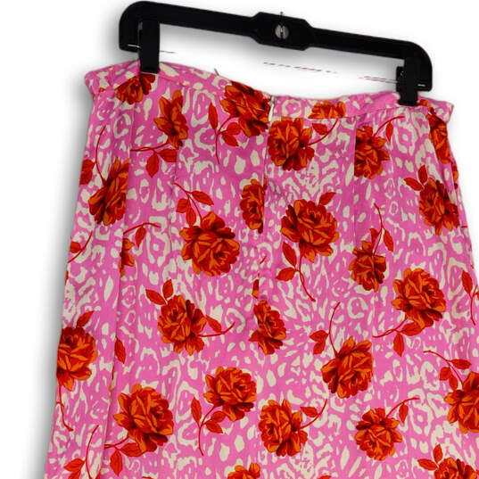 NWT Womens Pink Red Floral Side Slit Midi Straight & Pencil Skirt Size 12 image number 4